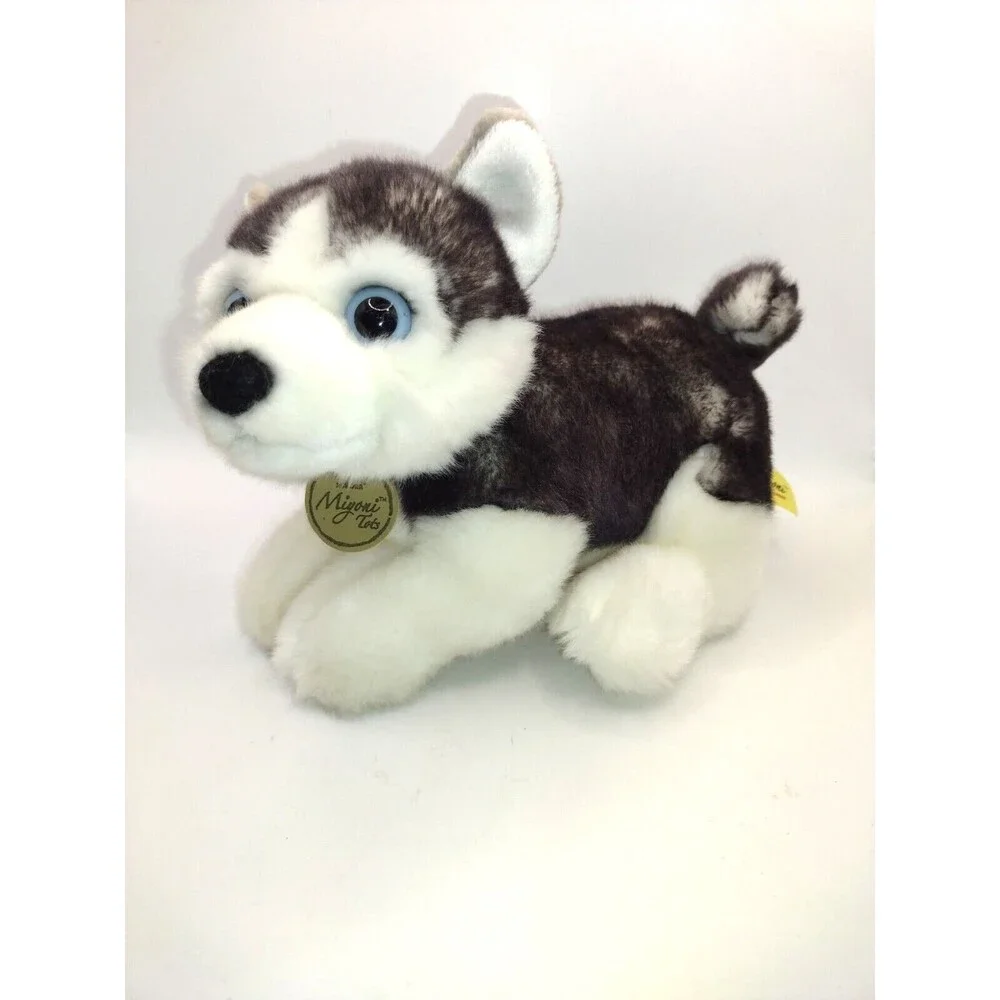 Miyoni Tots Baby Husky Puppy Dog Plush Stuffed Animal Blue Eyes Aurora Realistic